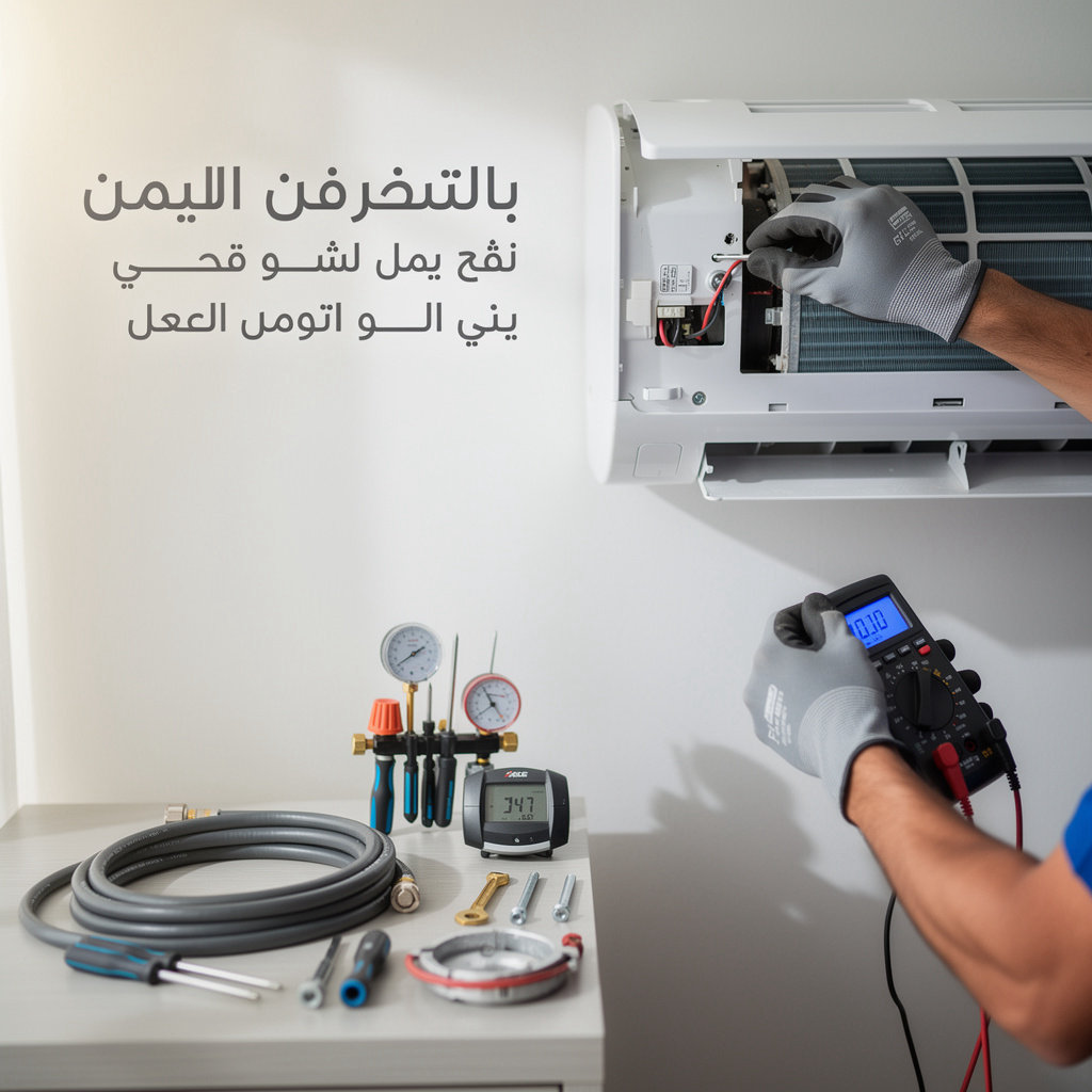 تبريد الخليج للتكييف والصيانة الدمام - فني متخصص يقوم بصيانة وإصلاح مكيف الهواء